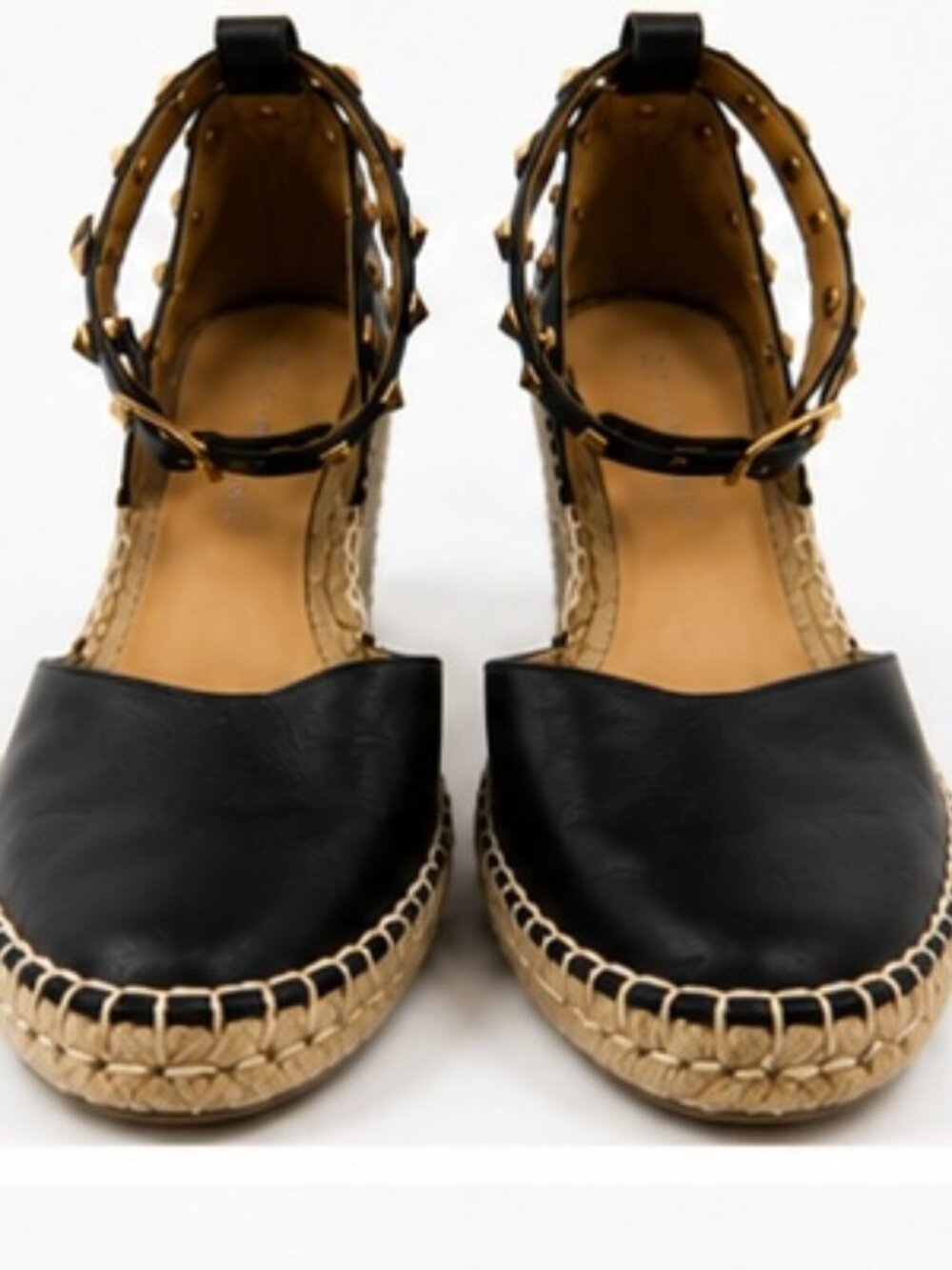 Mint Velvet Black Studded Espadrille Wedge Sandals Women’s Size 39 (9US)